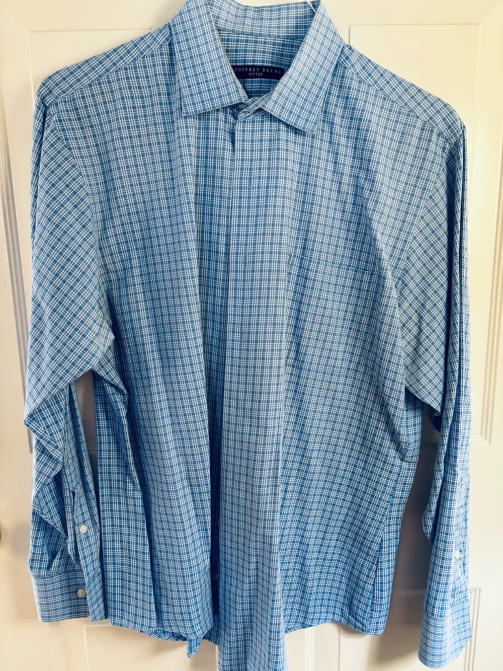 Geoffrey Beene Blue Plaid Dress Shirt